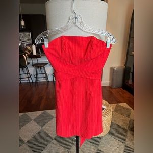 Bright red strapless dress, size 0